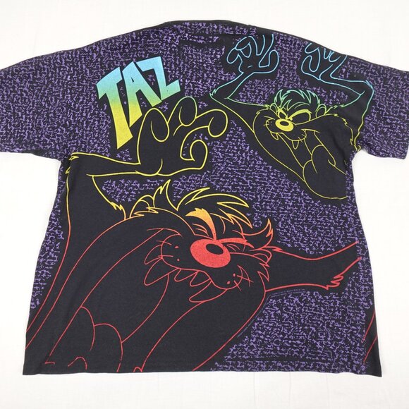 Vintage 1993 TAZ Looney Tunes Shirt Men's XL AOP Tee Novel Teez Made in Canada - Picture 2 of 12